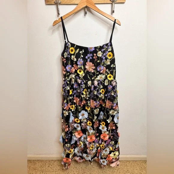 Azazie Atelier Nia Black And Multi Floral Midi Dress - Picture 6 of 10